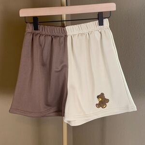 SHEIN two-tone embroidered bear‎ shorts size small